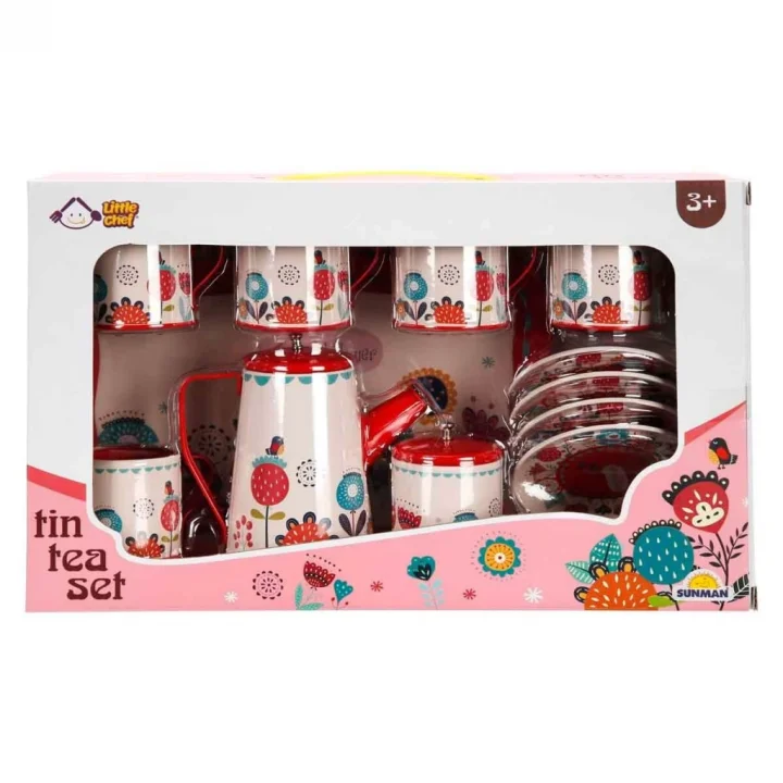 Mey İthalat® 4939  METAL ÇAY SETİ ÇİÇEK DSN 2A 12PRÇ