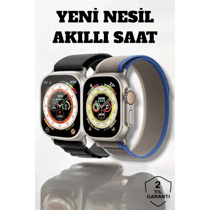 Mey İthalat® 49MM Ekranlı, Kan Basıncı ve Adımsayar Özellikli Bluetooth Akıllı Saat