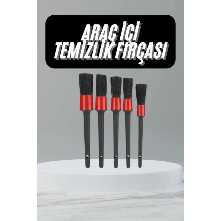 Mey İthalat® 5 Adet Oto Detaylı Temizleyici Araç İçi Temizlik Fırça Seti Koltuk Döşeme Kapı Toz Alma Fırçası