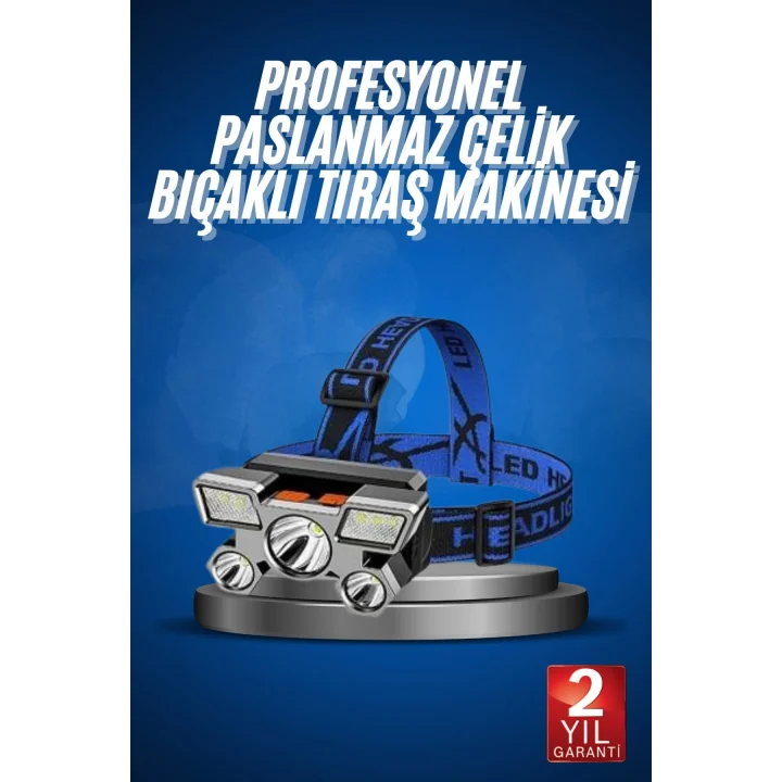 Mey İthalat® 5 LED Far Şarj Edilebilir Güçlü Kafa Lambası Kamp Lambası 4 Modlu