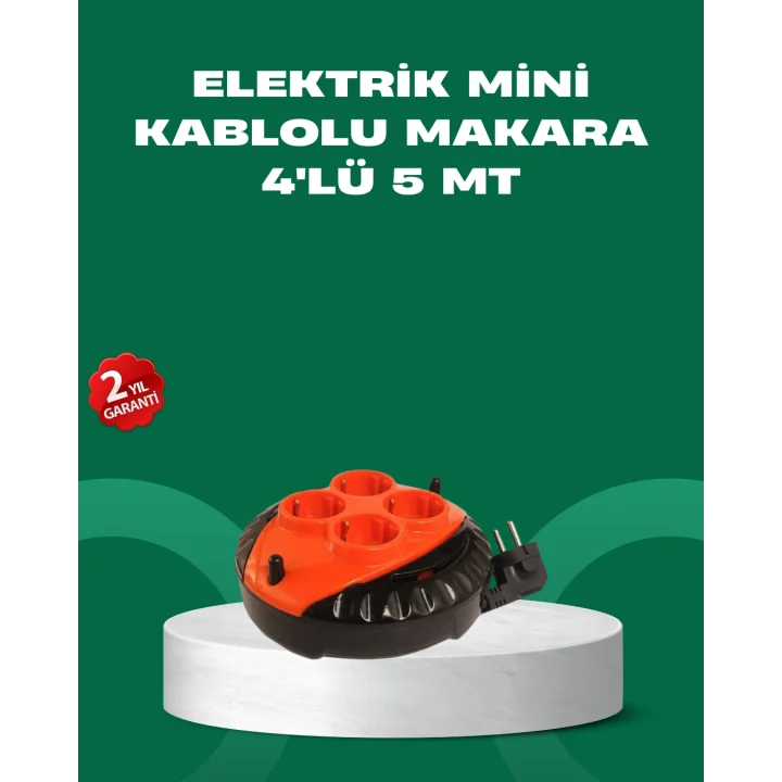 Mey İthalat® 5 Metre Kablolu 4’lü Kırmızı Priz Makara