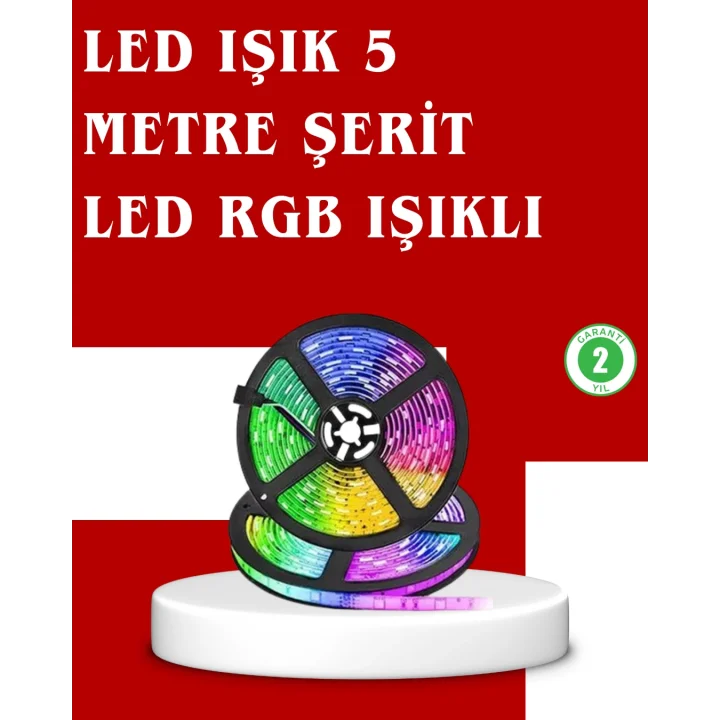Mey İthalat® 5 Metre Kumandalı RGB Şerit LED Aydınlatma