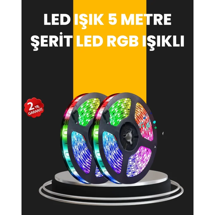 Mey İthalat® 5 Metre Kumandalı Su Geçirmez Şerit LED