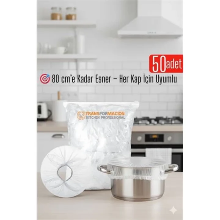 Mey İthalat® 50li Tencere Bonesi - 80 cm Esnek Streç Kapak Seti, Gıda Koruma İçin