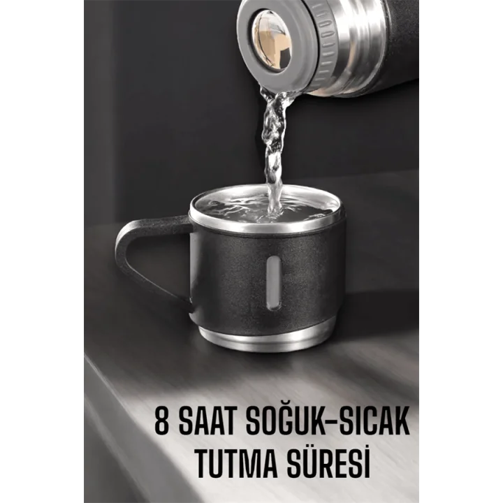 Mey İthalat® 500 ml Kapasiteli Taşınabilir Basınçlı Termos Seti Günlük Kullanım için İdeal
