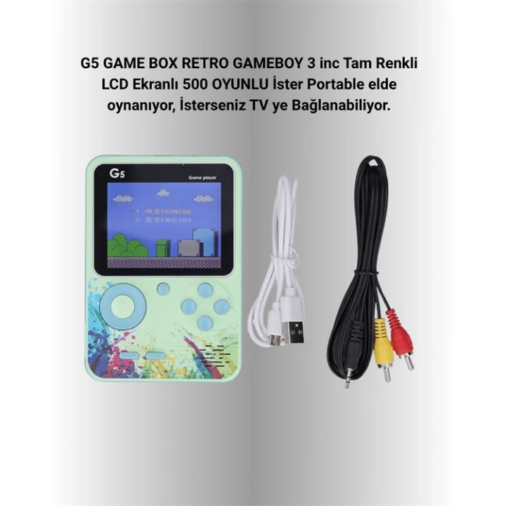 Mey İthalat® 500 Oyun Hafızalı G5 Game Box – Renkli LCD Ekranlı