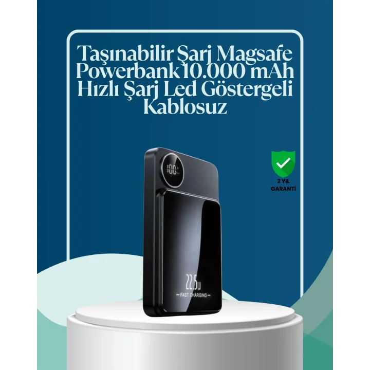 Mey İthalat® 5000mAh / 10000mAh Kapasiteli Manyetik USB-C ve Kablosuz Powerbank