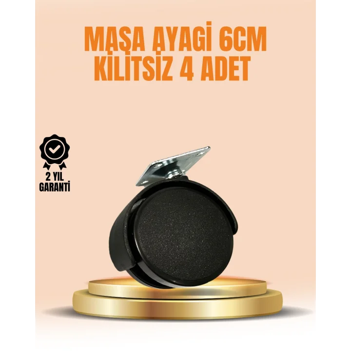 Mey İthalat® 6 cm Kilitsiz Masa Ayağı Tekerleği 4’lü Set Çok Amaçlı
