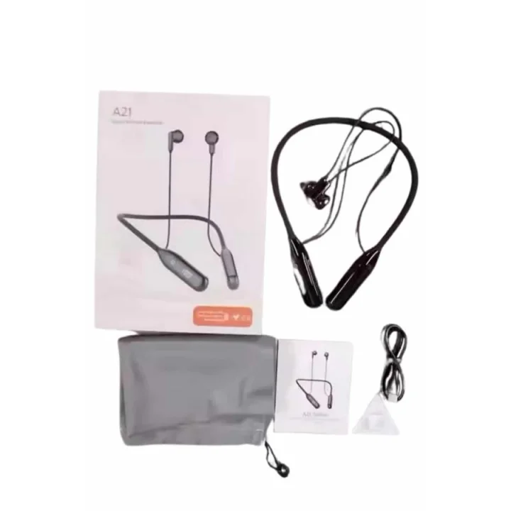 Mey İthalat® 60 Saat Kablolu Boyun Askılı Dijital Göstergeli Bluetooth Kulaklığı