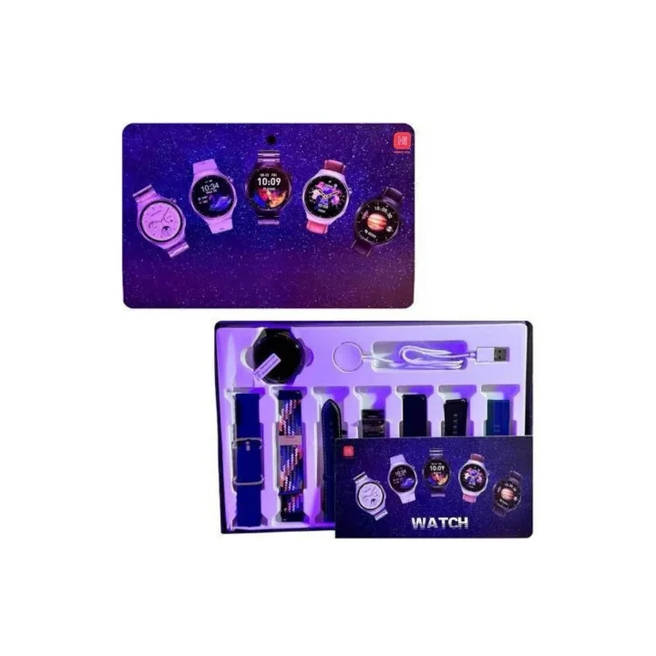 Mey İthalat® 7 Kordonlu Akıllı Saat Siyah Kasa Dokunmatik Ekran Uyku ve Sağlık Takibi