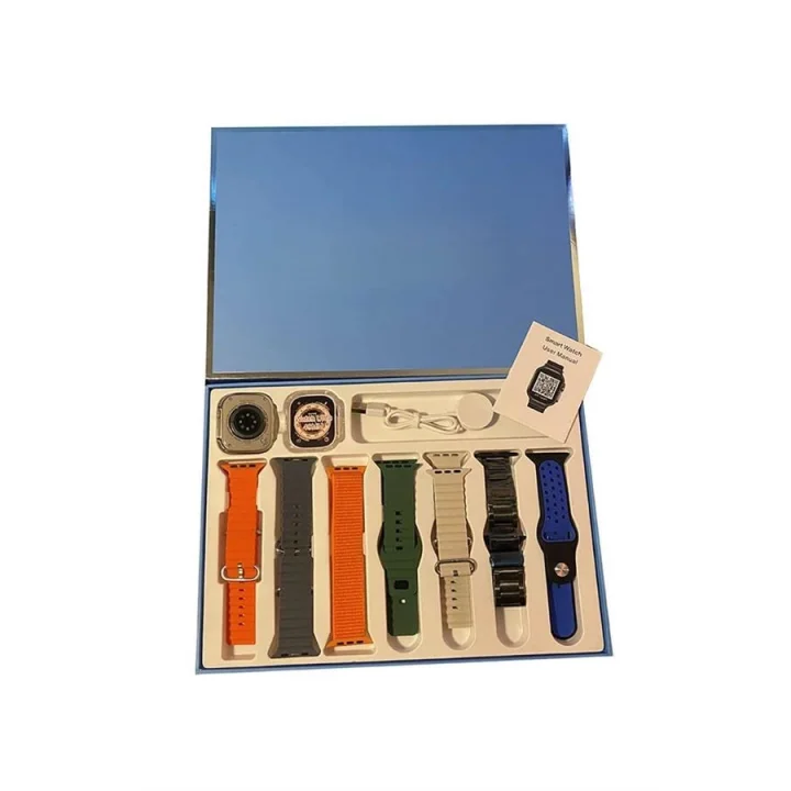 Mey İthalat® 7 Kordonlu Unisex Akıllı Saat Çoklu Kordon Seçeneği Amoled Ekran