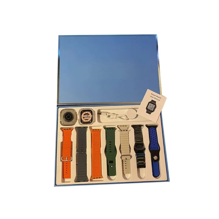 Mey İthalat® 7 Kordonlu Unisex Akıllı Saat Çoklu Kordon Seçeneği Amoled Ekran