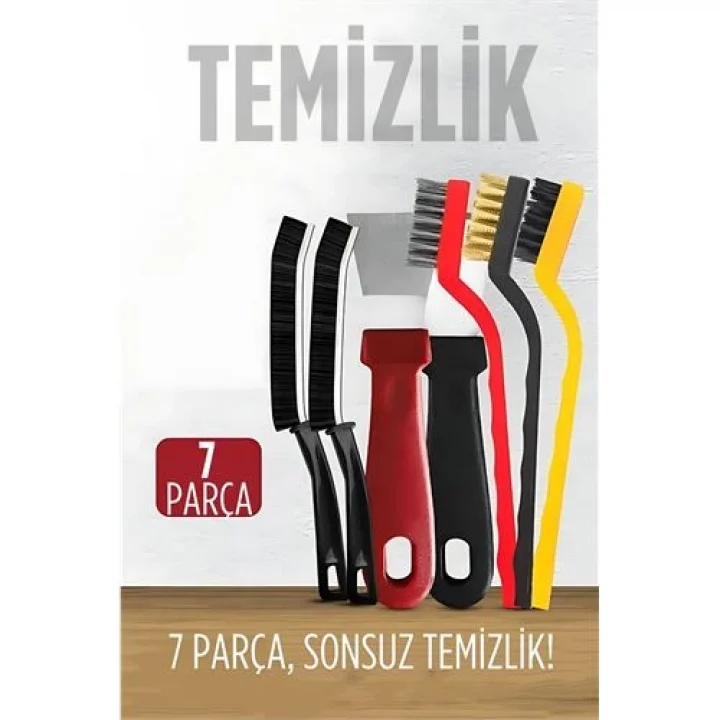 Mey İthalat® 7 Parça Çok Amaçlı Temizlik Spatula ve Fırça Seti 722477