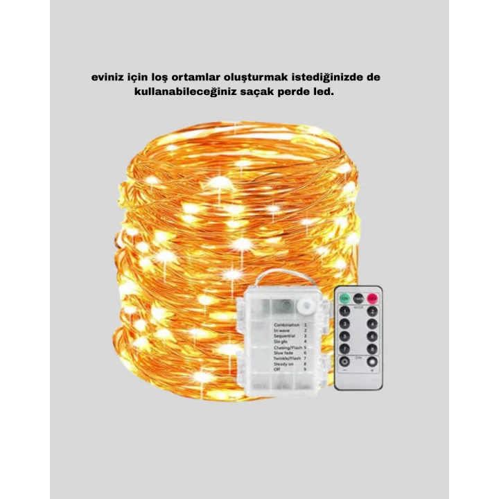 Mey İthalat® 8 Fonksiyonlu Uzaktan Kumandalı Günışığı Perde Peri Led Dekoratif Işık
