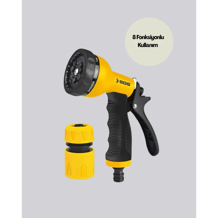 Mey İthalat® 8 Modlu Bahçe Sulama Tabancası Seti Bitki Çiçek Araç Temizleme