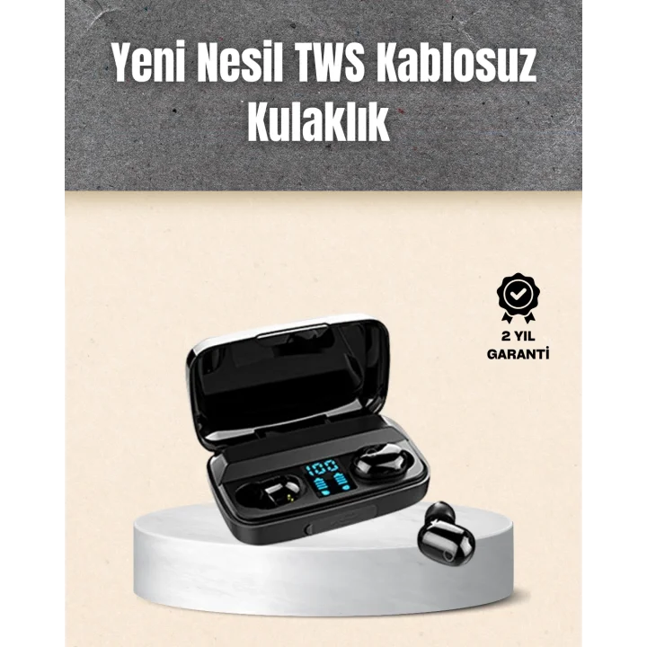 Mey İthalat® A10s TWS Ergonomik Bluetooth Kulaklık Uzun Pil Ömürlü