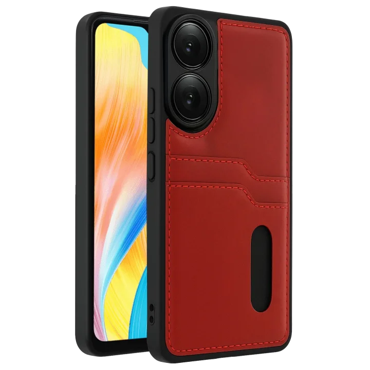 Mey İthalat®   A38 Sara Kartvizitli Deri Kılıf - Kırmızı