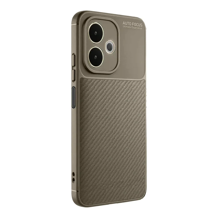Mey İthalat®   A5 Pro 4G Kılıf Auto Focus Karbon Kapak - Kahverengi
