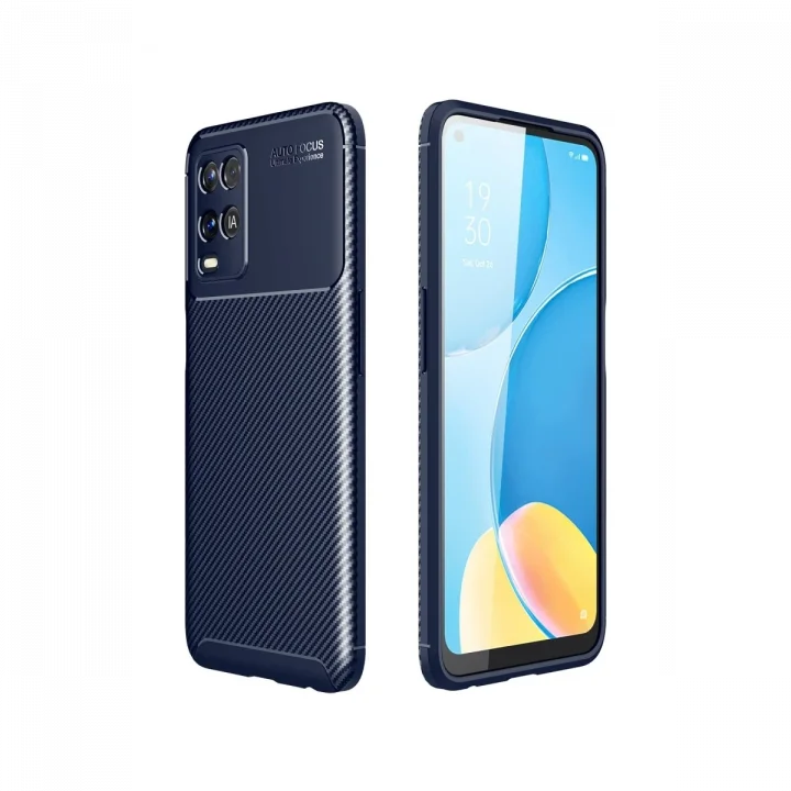Mey İthalat®   A54 4G Kılıf Auto Focus Karbon Kapak - Lacivert