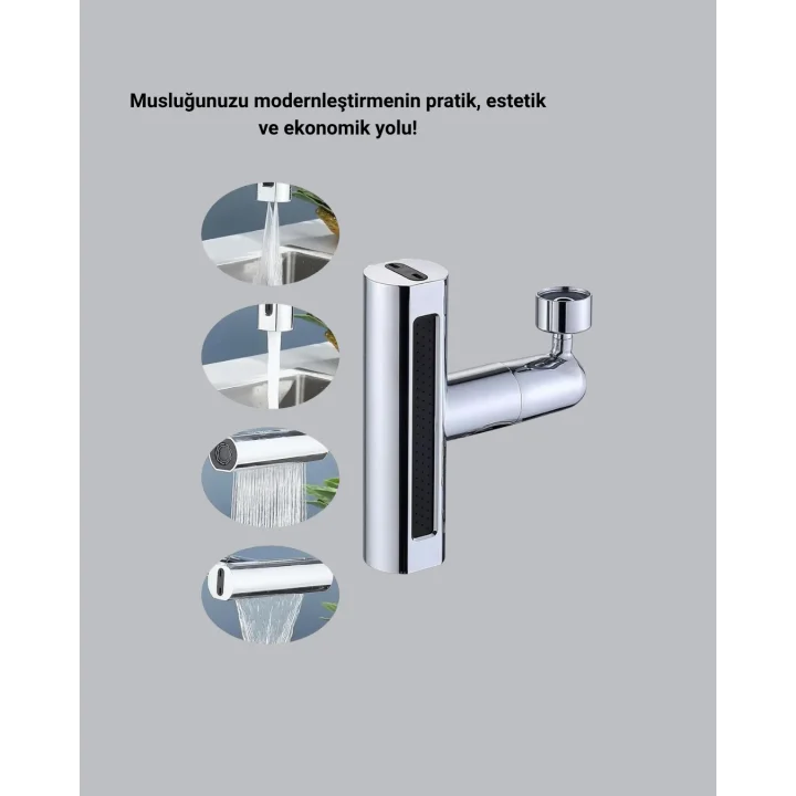 Mey İthalat® ABS Pirinç Alaşımlı Musluk Başlığı 4 Modlu 360° Dönebilen ve Ekonomik