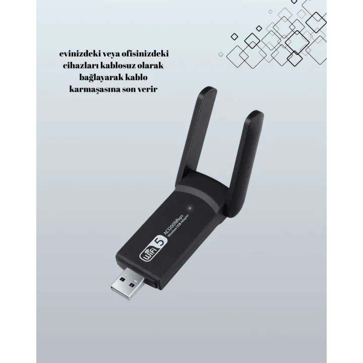 Mey İthalat® AC1200 USB WiFi Adaptör