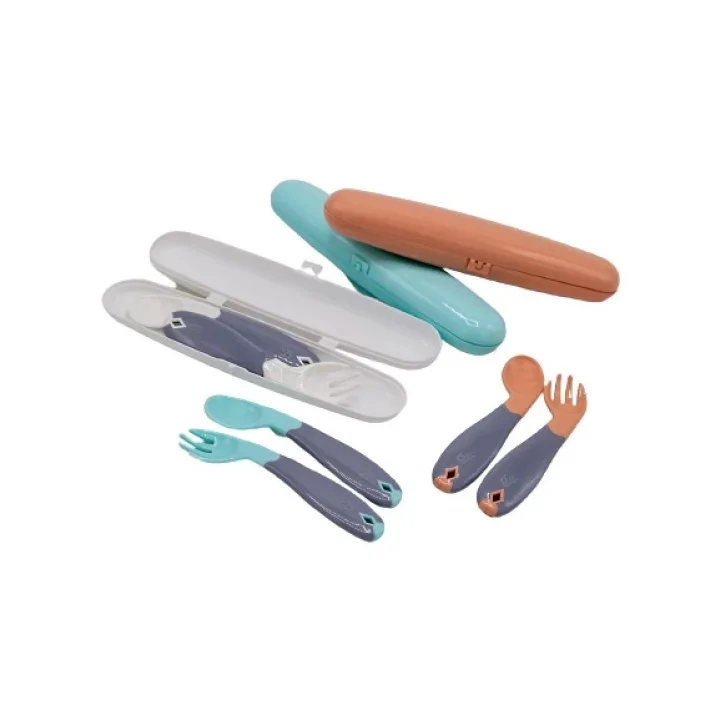 Mey İthalat®  Açılı Mama Kaşık Çatal Takımı 703 Yeşil