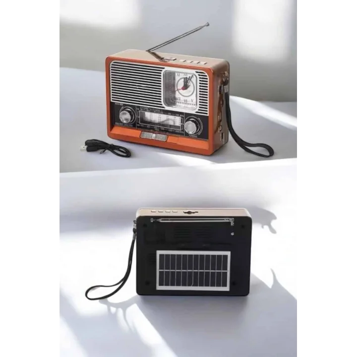 Mey İthalat® Ahşap Görünümlü Retro Bluetooth Radyo USB,AUX Ve SD Kart Girişli