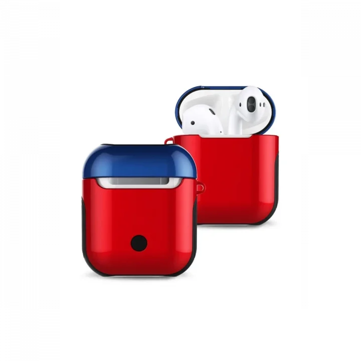 Mey İthalat®  Airpods 2 (2.nesil) 3in1 Kılıf - Kırmızı-Lacivert