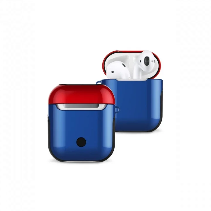Mey İthalat®  Airpods 2 (2.nesil) 3in1 Kılıf - Lacivert-Kırmızı