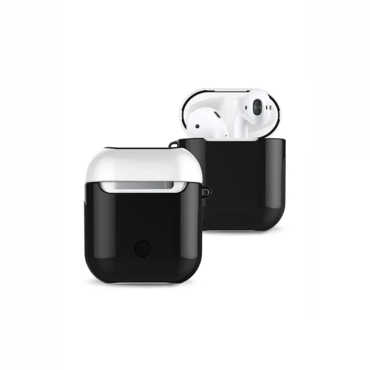 Mey İthalat®  Airpods 2 (2.nesil) 3in1 Kılıf - Siyah-Beyaz