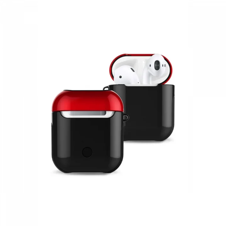 Mey İthalat®  Airpods 2 (2.nesil) 3in1 Kılıf - Siyah-Kırmızı
