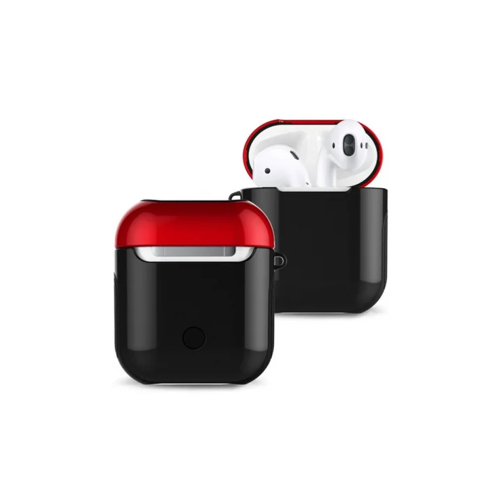 Mey İthalat®  Airpods 2 (2.nesil) 3in1 Kılıf - Siyah-Kırmızı