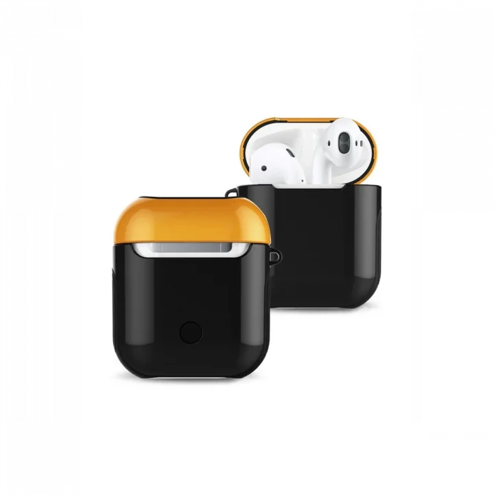 Mey İthalat®  Airpods 2 (2.nesil) 3in1 Kılıf - Siyah-Sarı