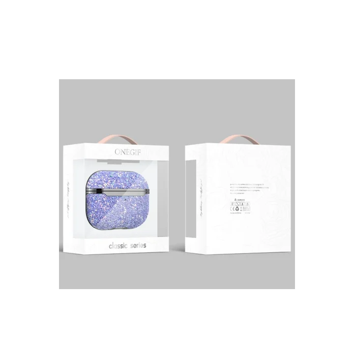 Mey İthalat®  Airpods 2 (2.nesil) Bright Simli Airpods Kapak - Derin Mor