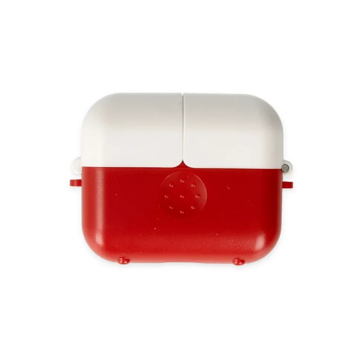 Mey İthalat®  Airpods 3 (3.nesil) Basmalı Kılıf - Kırmızı-Beyaz