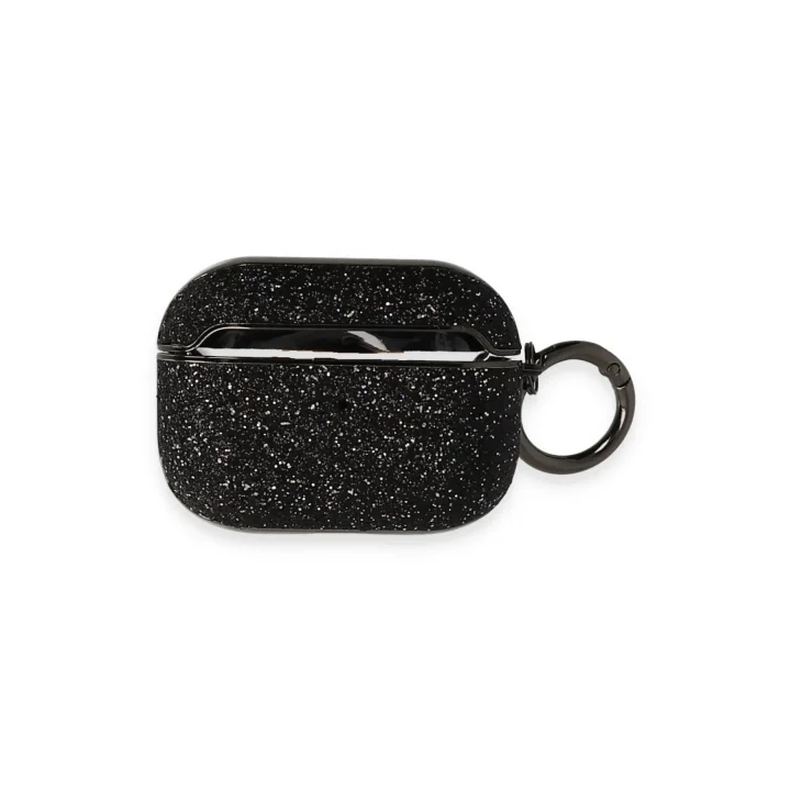 Mey İthalat®  Airpods Pro (1.nesil) Spell Simli Kılıf - Siyah