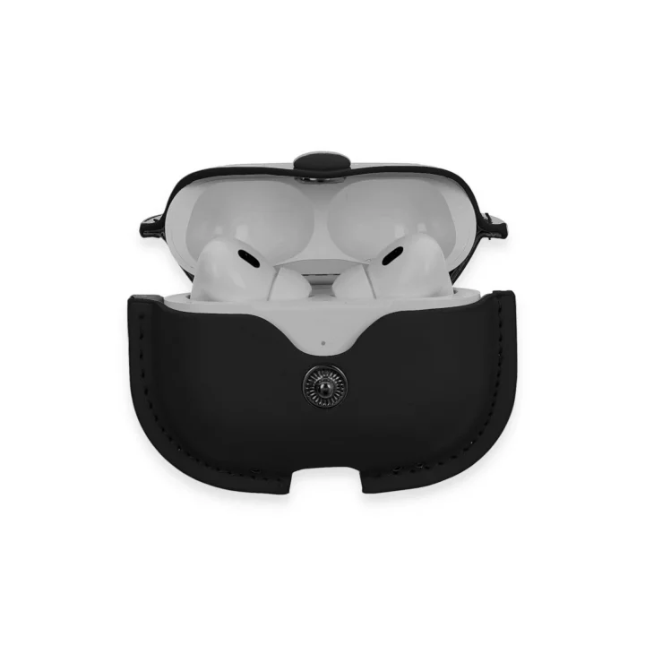 Mey İthalat®  Airpods Pro 2 (2.nesil) Çanta Deri Kılıf - Siyah