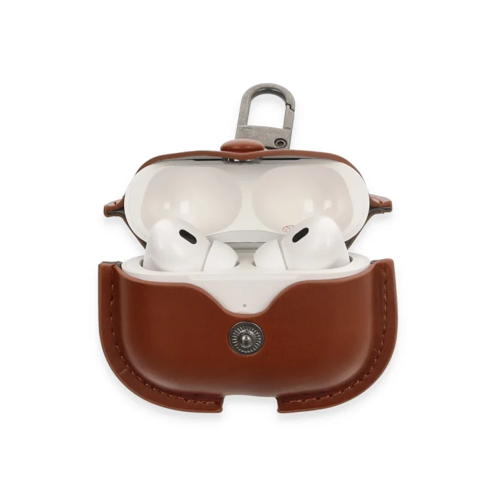 Mey İthalat®  Airpods Pro 2 (2.nesil) Çanta Deri Kılıf - Taba