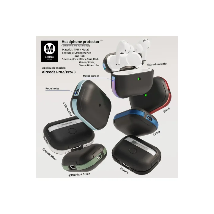 Mey İthalat®  Airpods Pro 2 (2.nesil) MO-A8 Armor Kılıf - Rainbow