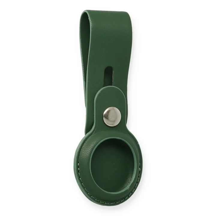 Mey İthalat®  Airtag Askılı Deri Kılıf - Koyu Yeşil