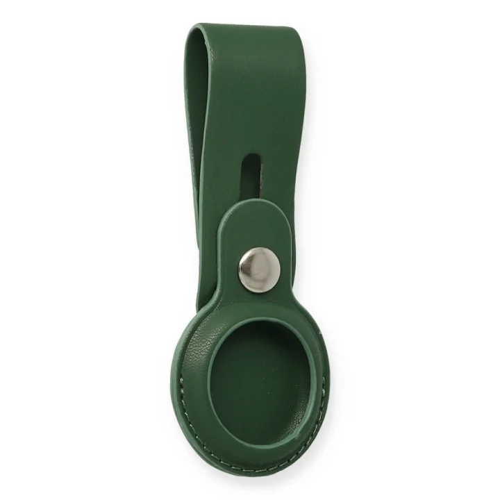 Mey İthalat®  Airtag Askılı Deri Kılıf - Koyu Yeşil