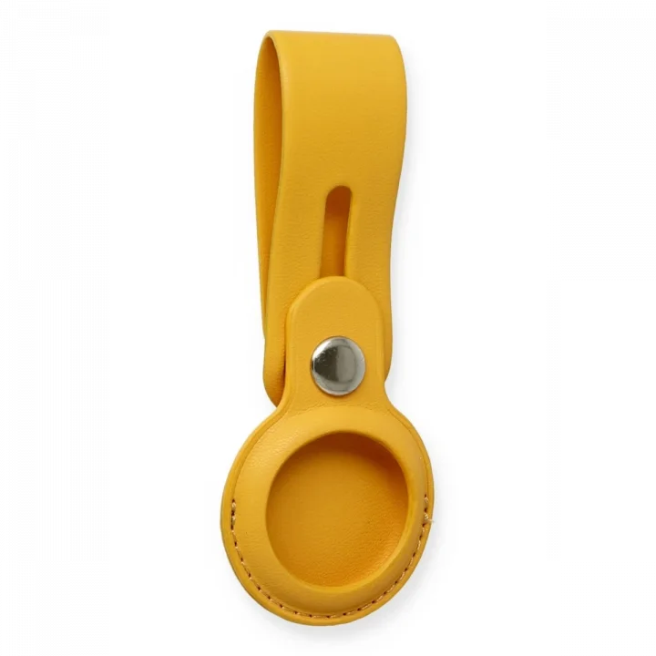 Mey İthalat®  Airtag Askılı Deri Kılıf - Sarı