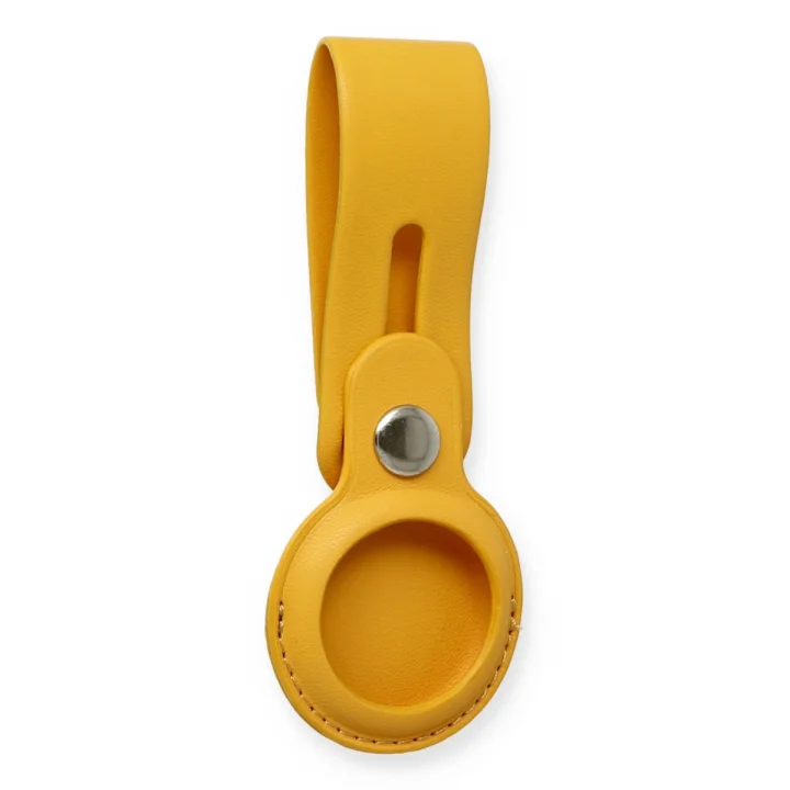 Mey İthalat®  Airtag Askılı Deri Kılıf - Sarı