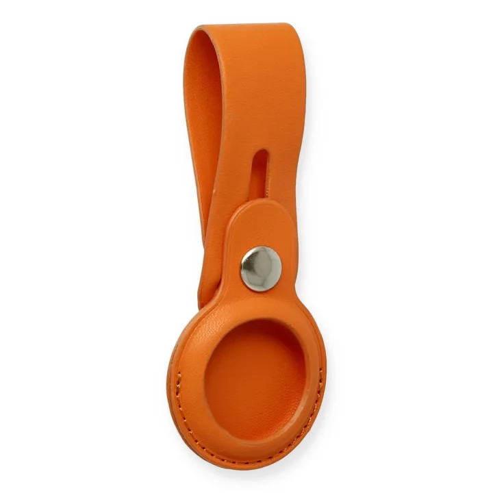 Mey İthalat®  Airtag Askılı Deri Kılıf - Turuncu