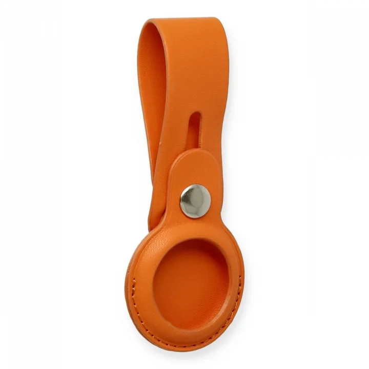 Mey İthalat®  Airtag Askılı Deri Kılıf - Turuncu