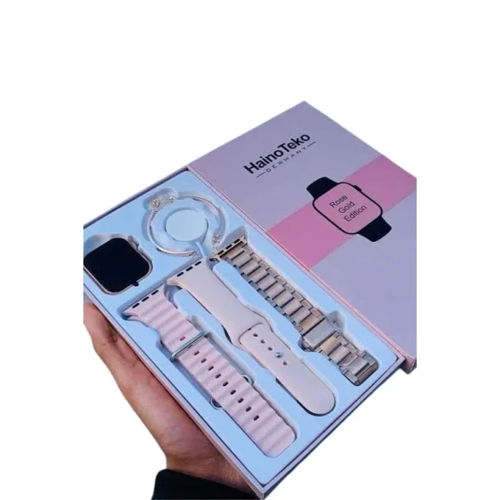 Mey İthalat® Akıllı Saat 3 Kordonlu Ve Aksesuarlı Bayanlar Için Şık Rose renk