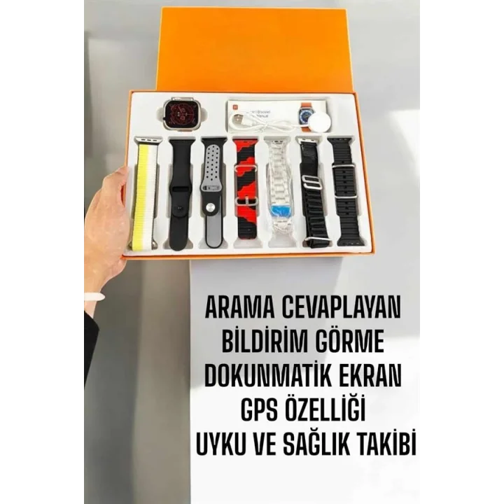 Mey İthalat® Akıllı Saat 7 Farklı Kordonlu Arama Cevaplayan Bildirim GPS Özelliği