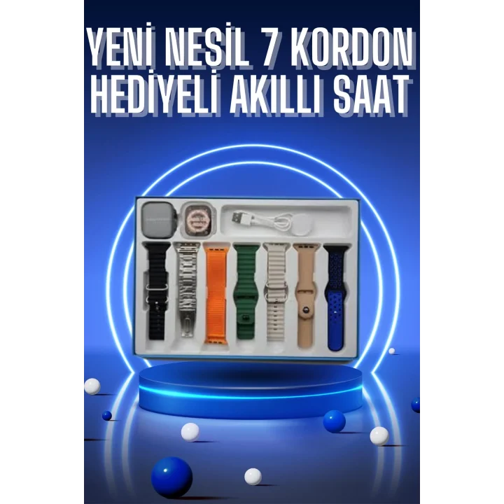 Mey İthalat® Akıllı Saat 7 Kordon Hediyeli Takvim Alarm Nabız Ölçer Bildirim Görme Sesli Görüşme