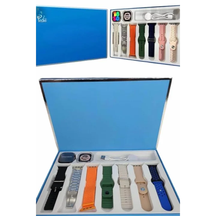 Mey İthalat® Akıllı Saat 7 Kordon Hediyeli Takvim Alarm Nabız Ölçer Bildirim Görme Sesli Görüşme