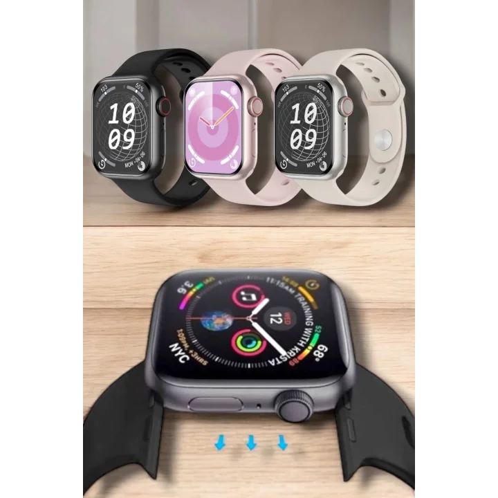 Mey İthalat® Akıllı Saat Adım Sayar, Kalp Atışı İzleme Dokunmatik Bluetooth Bağlantılı